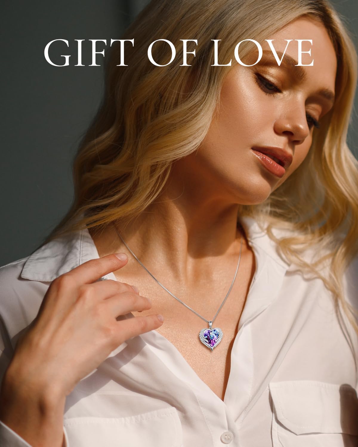 925 Silver Heart Necklace for Women, Dainty Heart Crystal Pendant Necklace with Box Packaging as Birthday Christmas Gift for Wife, Daughter, Girlfriend, Friends