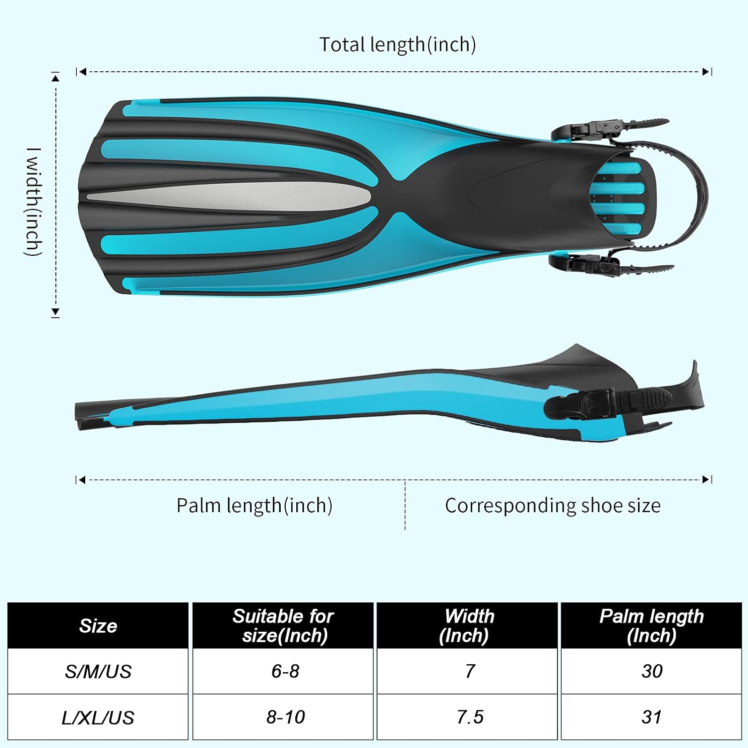 Scuba Diving Fins with Open Heel, Adjustable Buckles, 4 Channel Blades, TEP&TPR High Toughness Material for Snorkeling, Swimming, Professional Free Diving Fins for Adults Women, Men : Sports & Outdoors