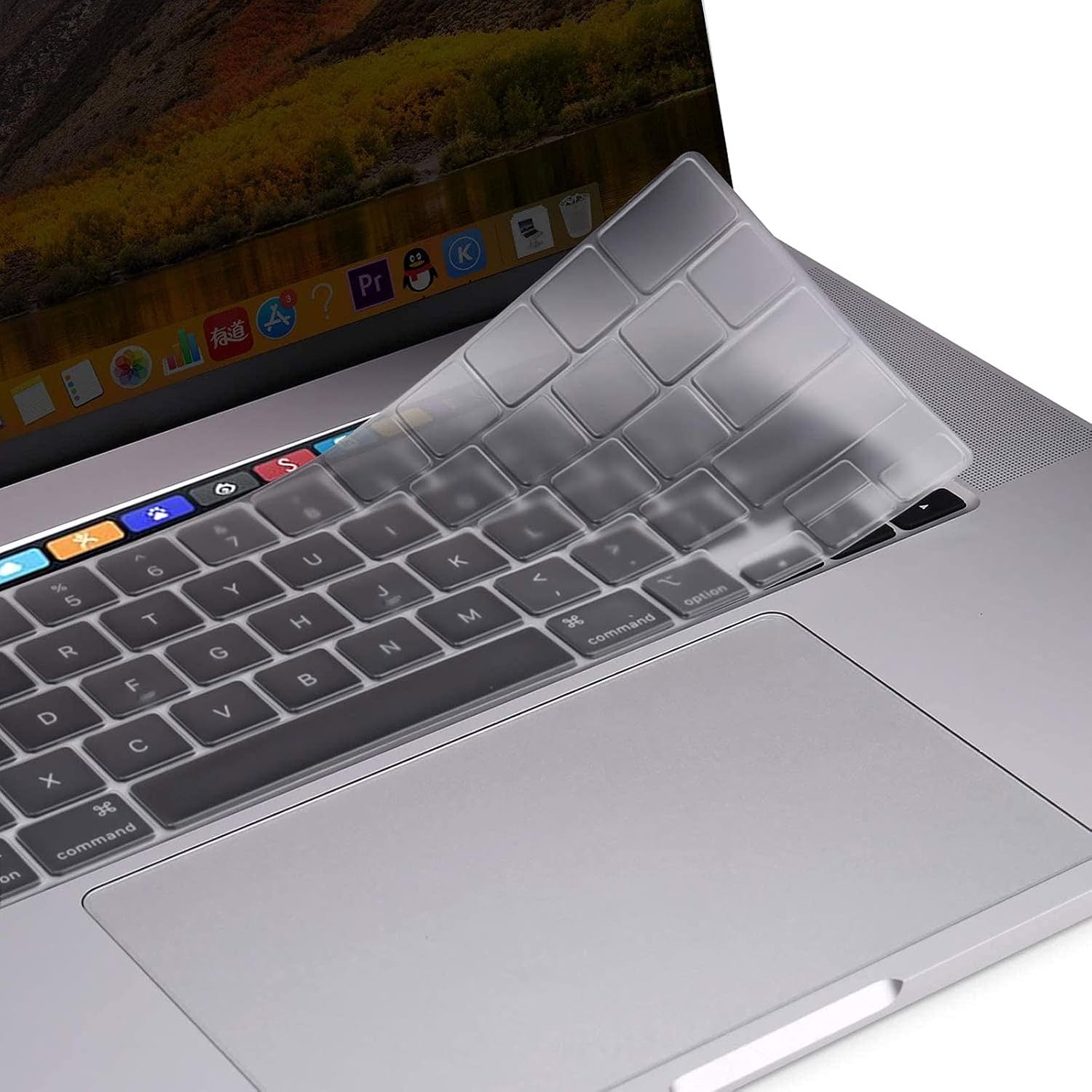 MOSISO Keyboard Cover Compatible with MacBook Pro 13 inch 2022 2021 2020 M2 M1 A2338 A2289 A2251&Compatible with MacBook Pro 16 inch 2020 2019 A2141 Touch ID,Protective Silicone Skin, Transparent