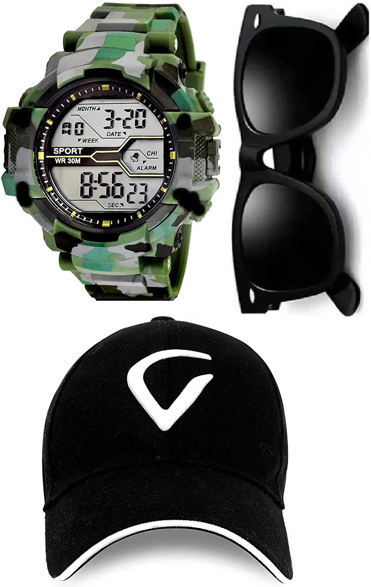 SELLORIA Mens Shockproof Waterproof Digital Military Watch with Cap (Multicolour) (B09CV8J78R) Amazon Price History, Amazon Price Tracker