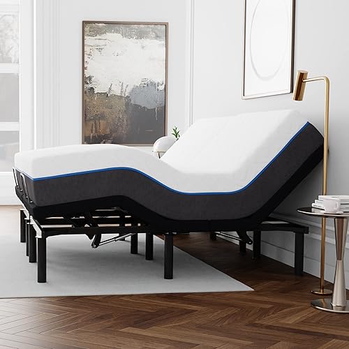 Miniatura 17 de Blissful Nights e3 Base de cama ajustable Split King con marco de base de cama, control remoto inalámbrico, inclinación de cabeza y pie con ambos