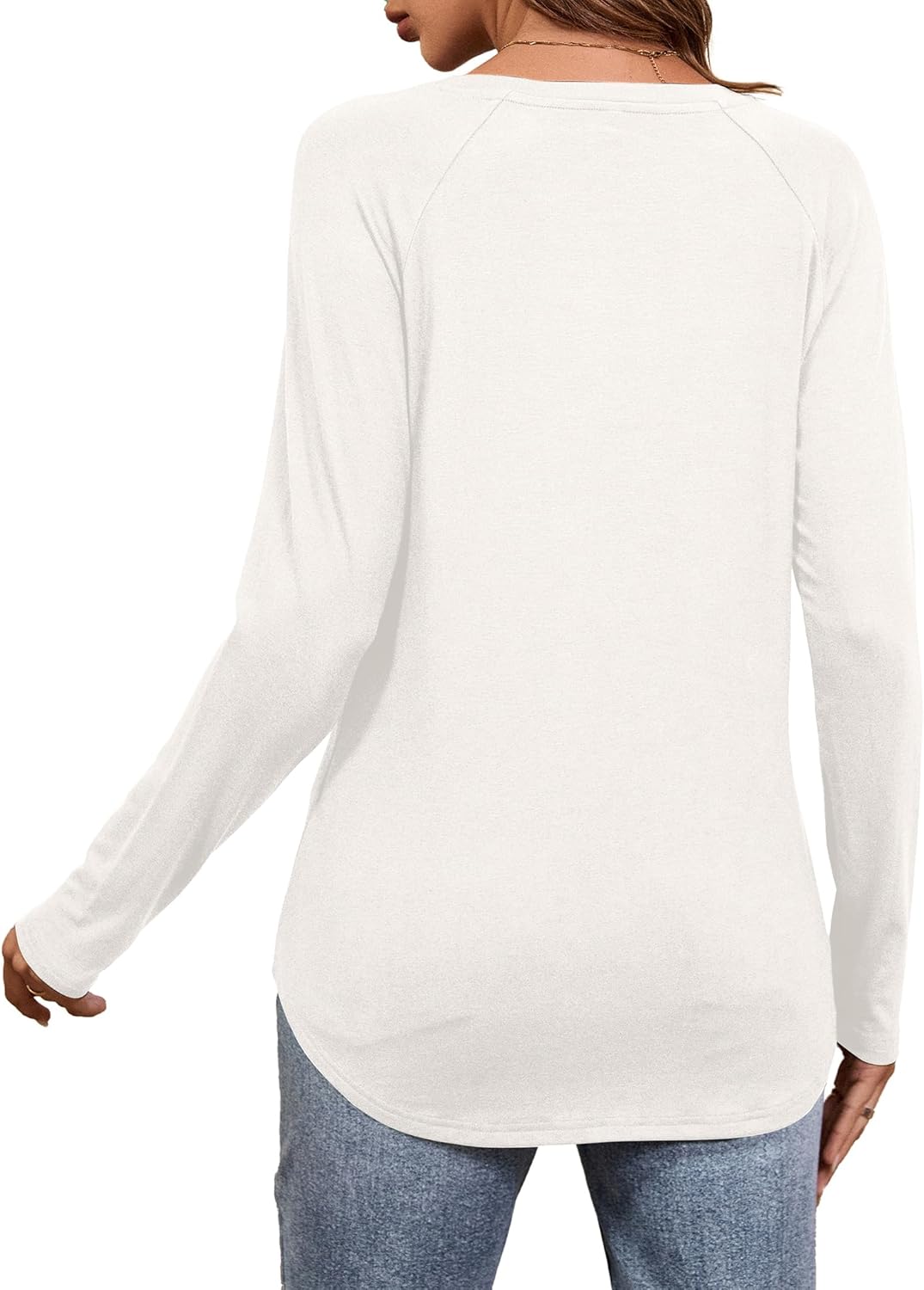 Florboom Women Long Sleeve T Shirts Crew Neck Curved Hem Tops Casual Loose Fit Tunics - Image 4