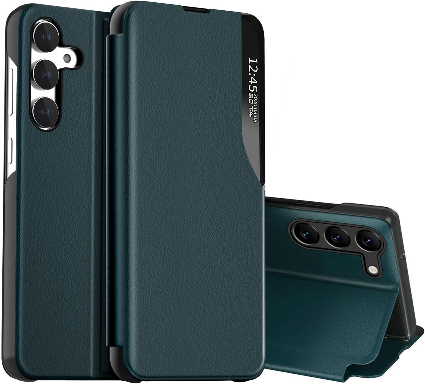 AICase for Galaxy S24 Plus Case,PU Leather Smart Window S-View Flip Kickstand Cover with Auto Wake/Sleep for Samsung Galaxy S24 Plus 5G 6.6" 2024_1 Teal