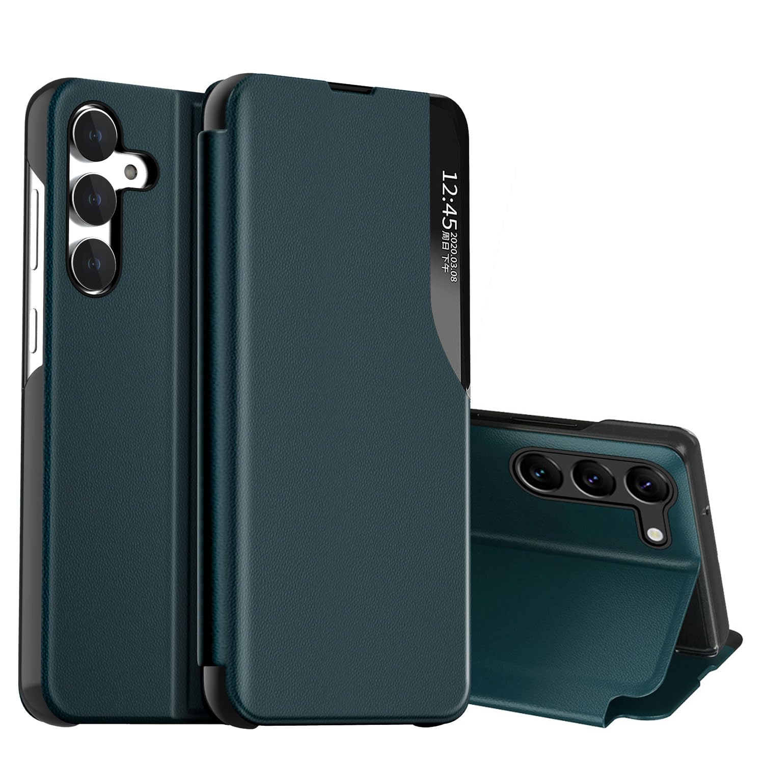AICase for Galaxy S24 Plus Case,PU Leather Smart Window S-View Flip Kickstand Cover with Auto Wake/Sleep for Samsung Galaxy S24 Plus 5G 6.6" 2024_1 Teal