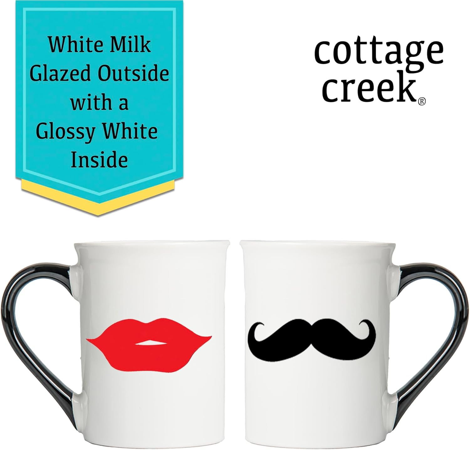 Cottage Creek Mugs | Mug Set of 2 16oz. Ceramic Coffee Cups | Mr. and Mrs. Coffee Mugs for Men and Women | Couples Engagement, Bridal Shower, Wedding & Valentine's Day Gifts