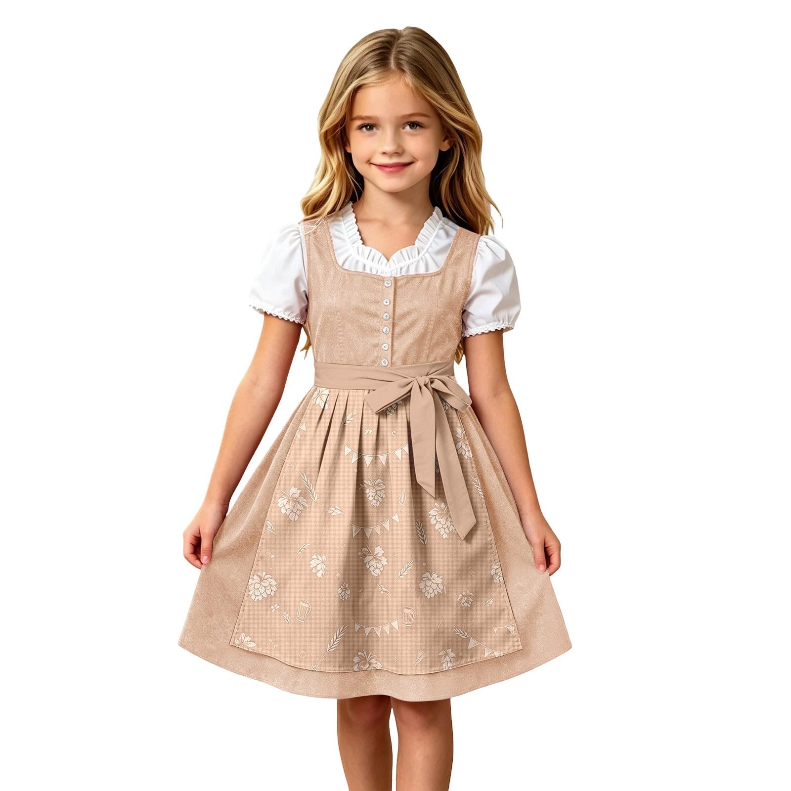 Girls Oktoberfest Costume Bavarian Beer Festival Dirndl Dress with Apron โ image 1