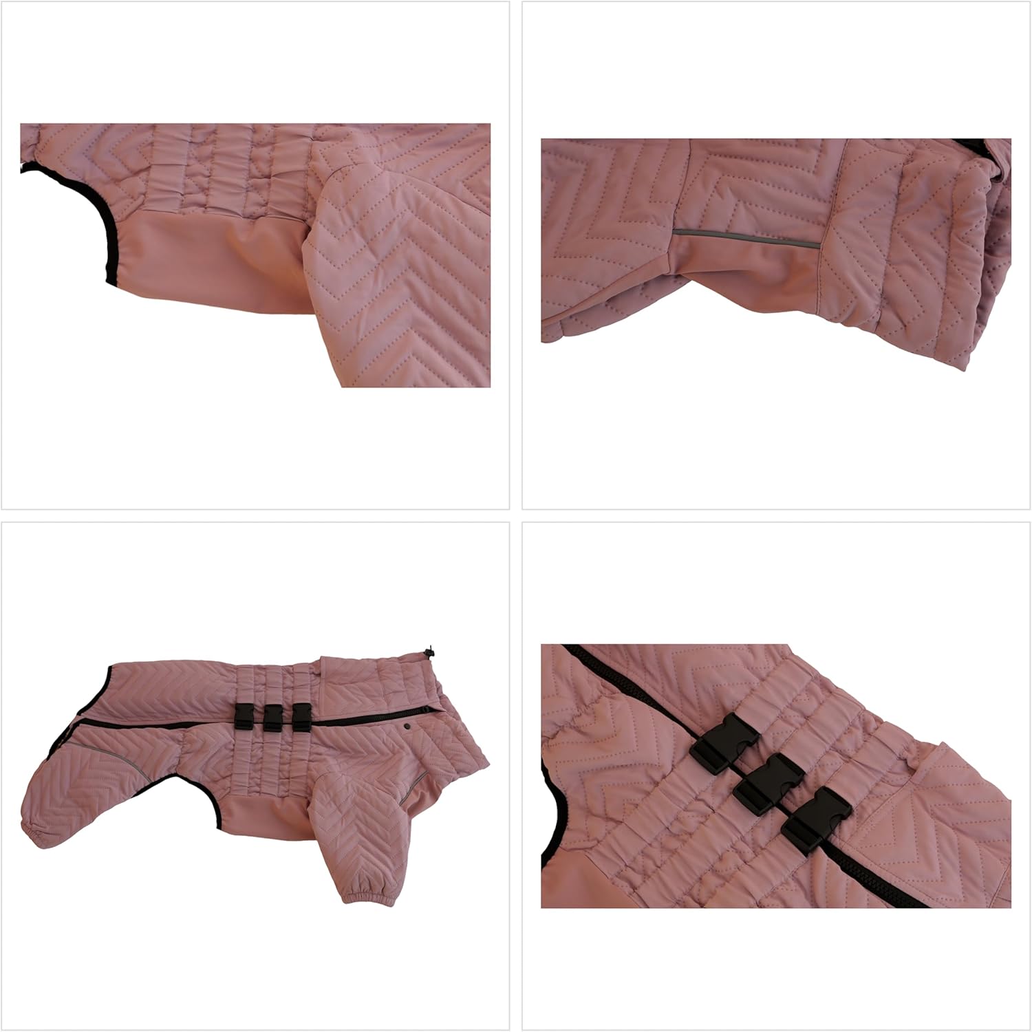 Lotus Warm Dog Coat, Double Layers, Windproof & Waterproof, Reflective, Pink, Small to Large Sizes