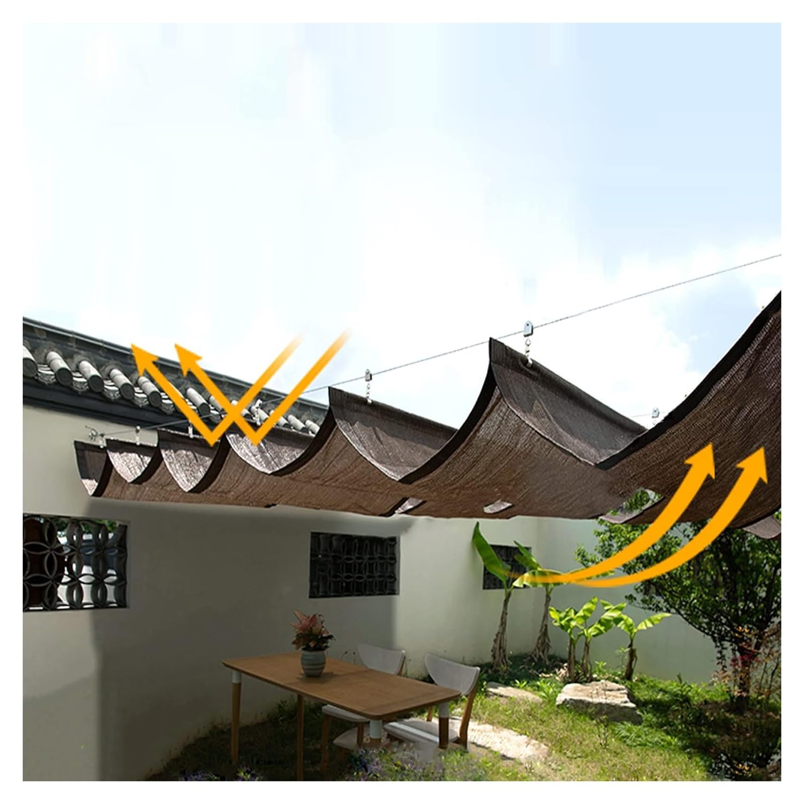Auvent de pergola de jardin extérieur rétractable et voile d'ombrage anti-UV