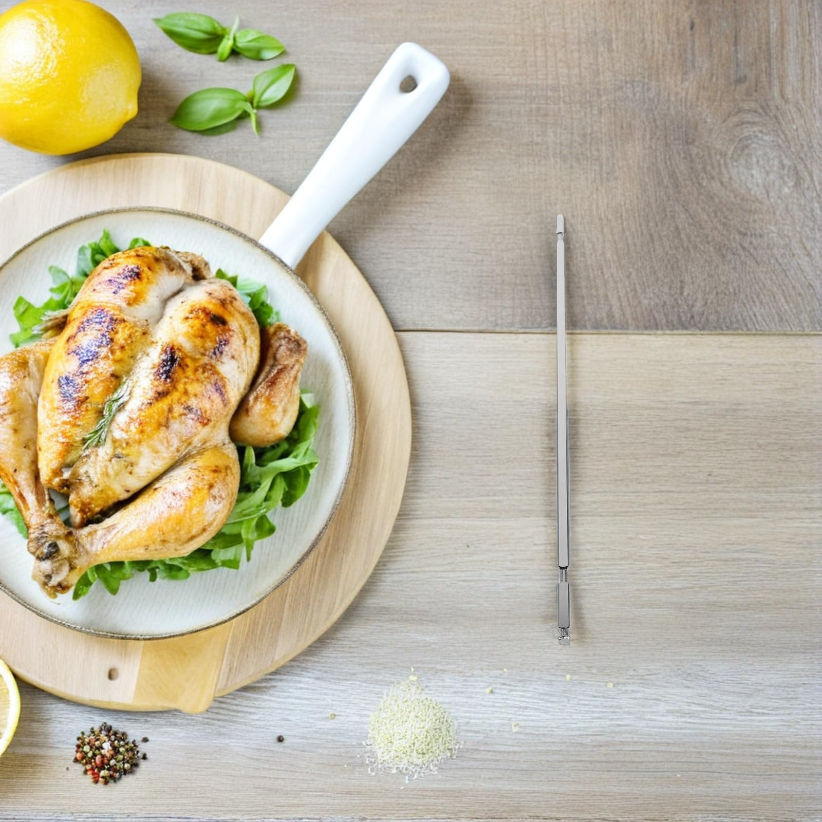 Drehspießgabel Einfache Ersatzteile Abnehmbares Design Edelstahl für Hähnchen und Geflügel für Küche und Grillzubehör Passend für Heißluftfritteuse und Backofen