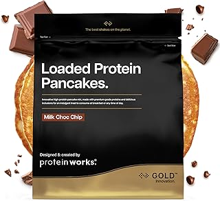 Protein Works | Loaded Protein Pancakes - GOLD Innovation, Premium Protein Pancake Mix, High Protein Breakfast, Low Sugar, Low Fat, Milk Choc Chip, 16 Portionen, 1kg