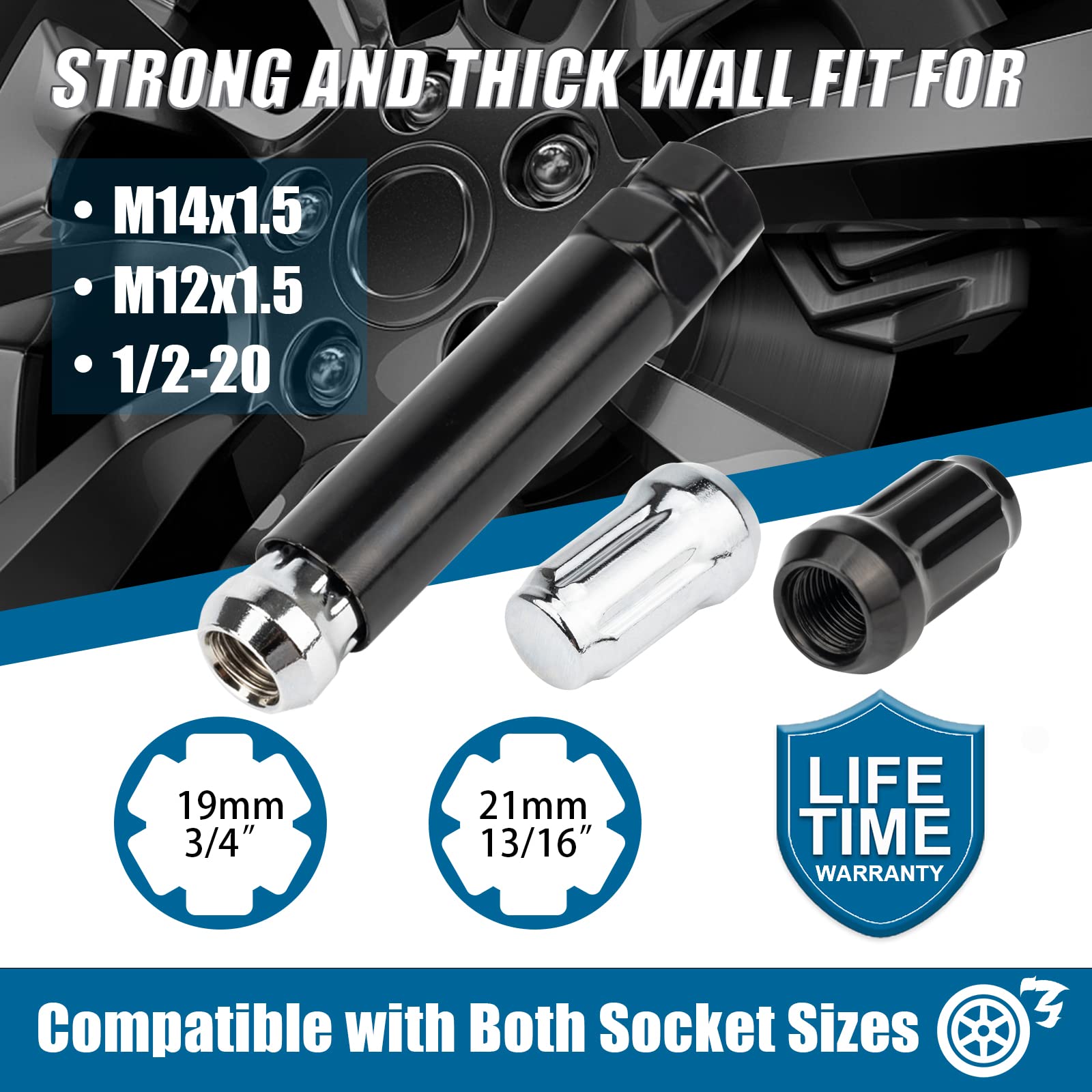 JiiinMiiin 6 Point Spline Lug Nut Tuner Socket Key Tool, 3.5