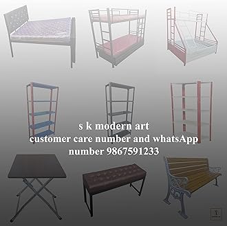 S. K. MODERN ART Metal Bunk Bed for Adults with Trundle Without Mattress (Black Powder Coated, 2.5 x 6 feet)