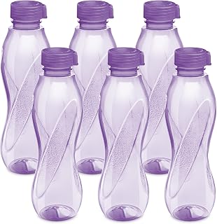MILTON Oscar, Pack of 6 Water Bottles, 1 Litre each, Reusable Plastic Fridge Bottle Set, BPA Free and Leak Proof Bottles for Travel, Work, Purple