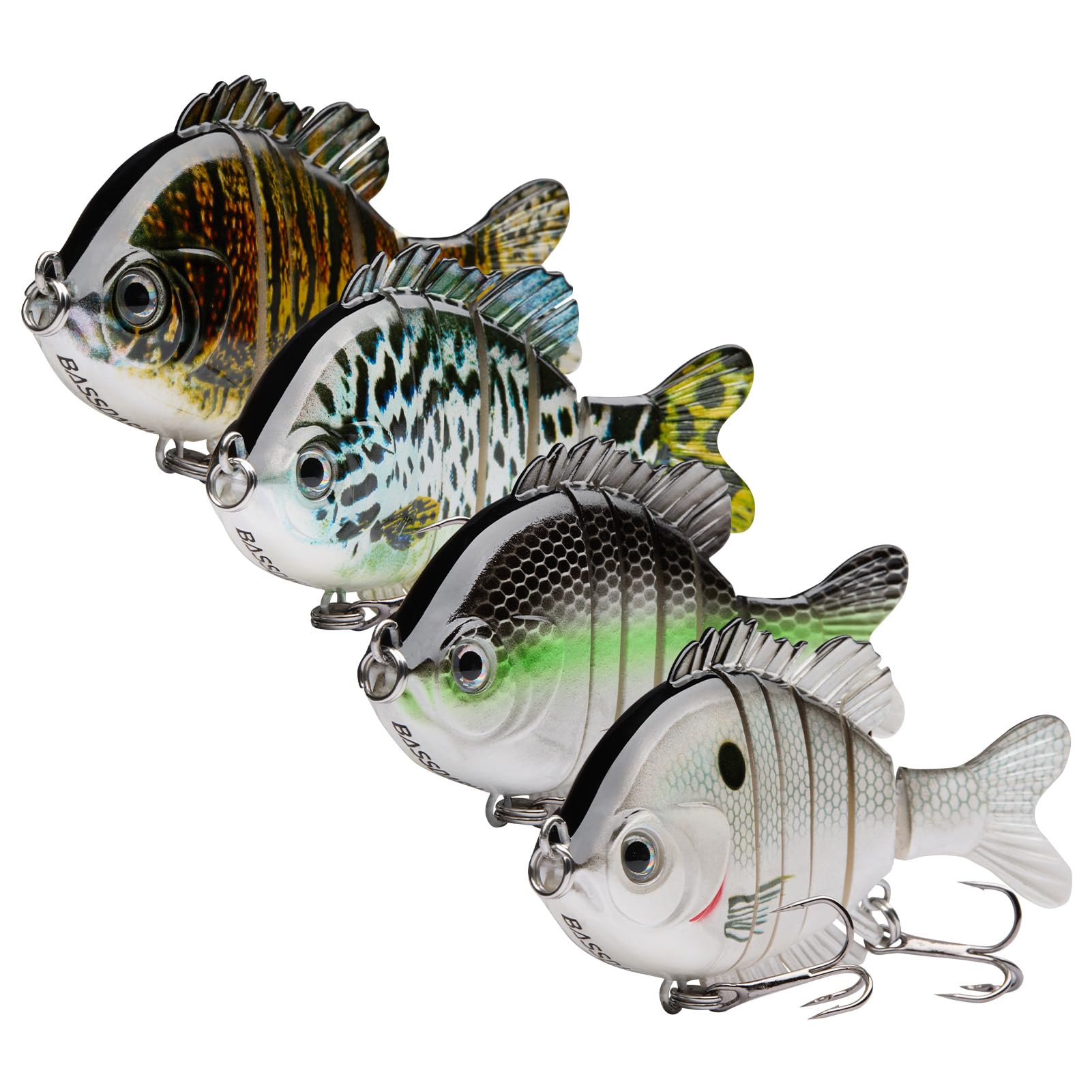 BASSDASH SwimPanfish - Señuelos de pesca multiarticulados para pesca de agua salada, 8.9 cm/24.1 g, paquete de 4