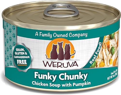 Weruva - Comida clásica para gatos, sopa de pollo con calabaza, lata de 3 oz (paquete de 24)