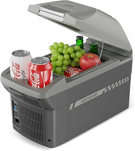 Upstreman Enfriador y calentador eléctrico de 10 cuartos (9 L) de capacidad, refrigerador termoeléctrico para automóvil con correa para el hombro,
