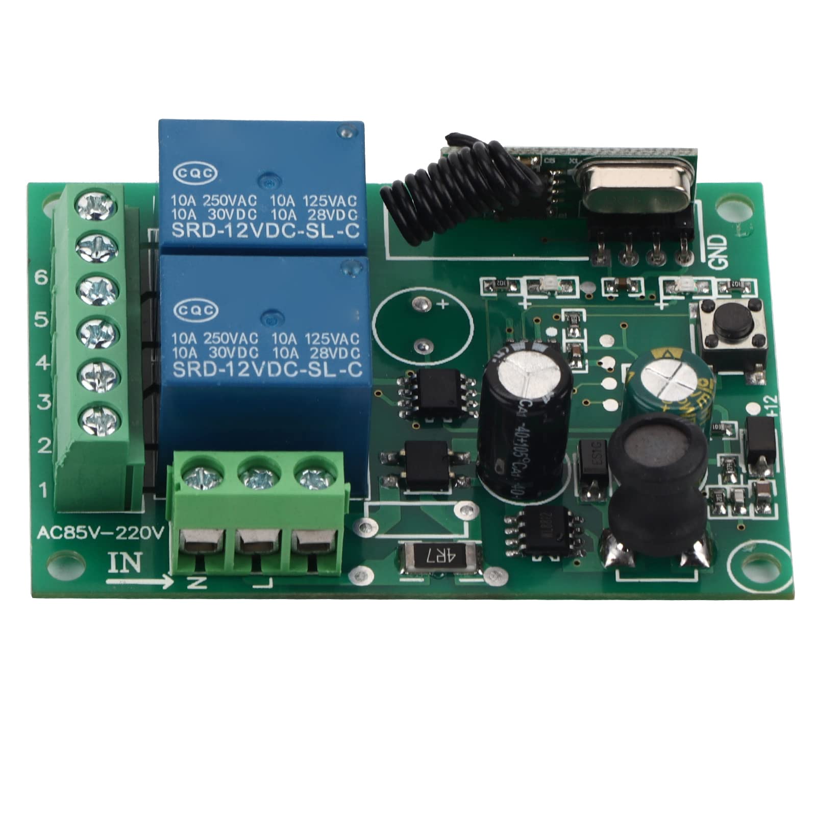 1 Interruttore Telecomando Senza Fili, 220v 433 Mhz Interruttore Ricevitore Rf 2 Canali Interruttore Relè Ricevitore Wireless Relè Controllo Remoto Modulo