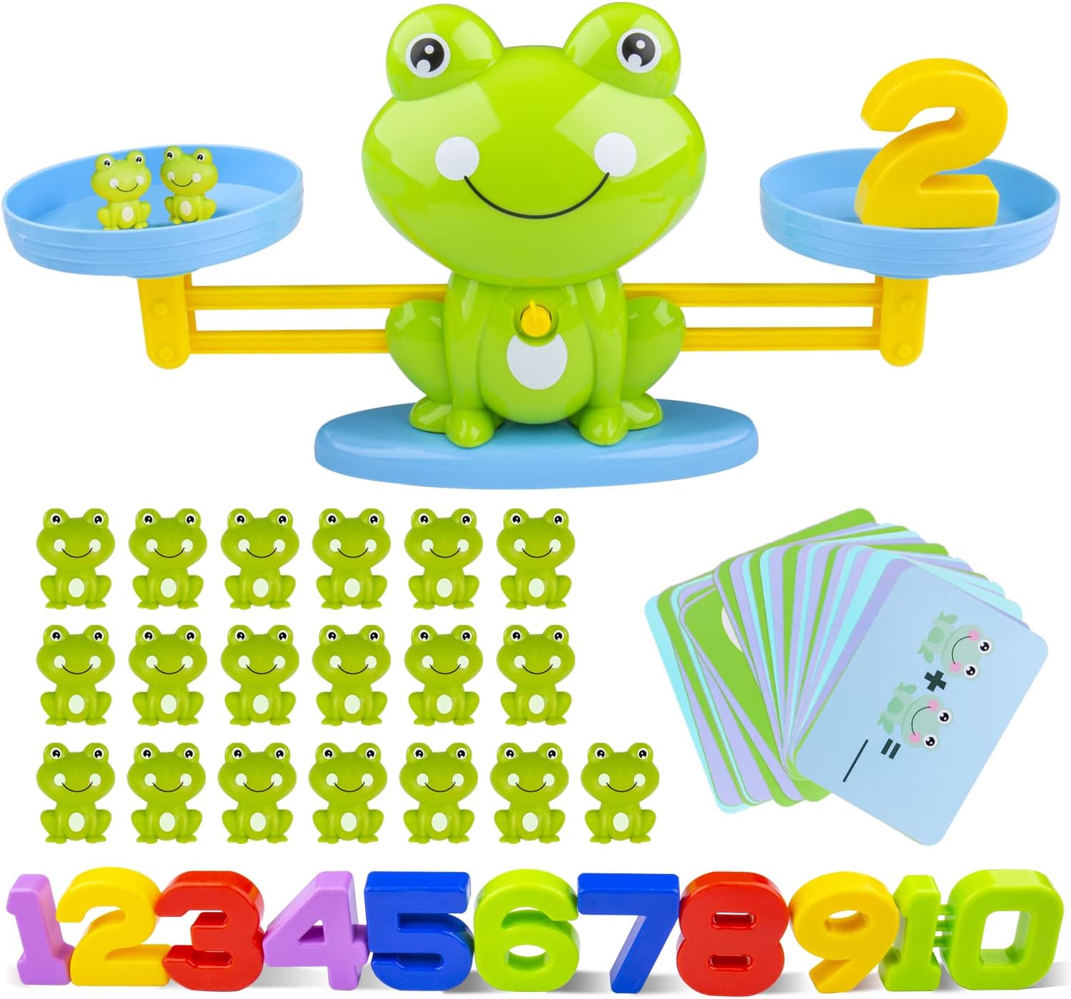 INPHER Frog Balance Math Game, 85 Piece Kids Kindergarten Toddler Learning Games Preschool Learning Activities Educational Toys for 3 4 5 6 7 Year Old STEM Montessori Number Counting Toy