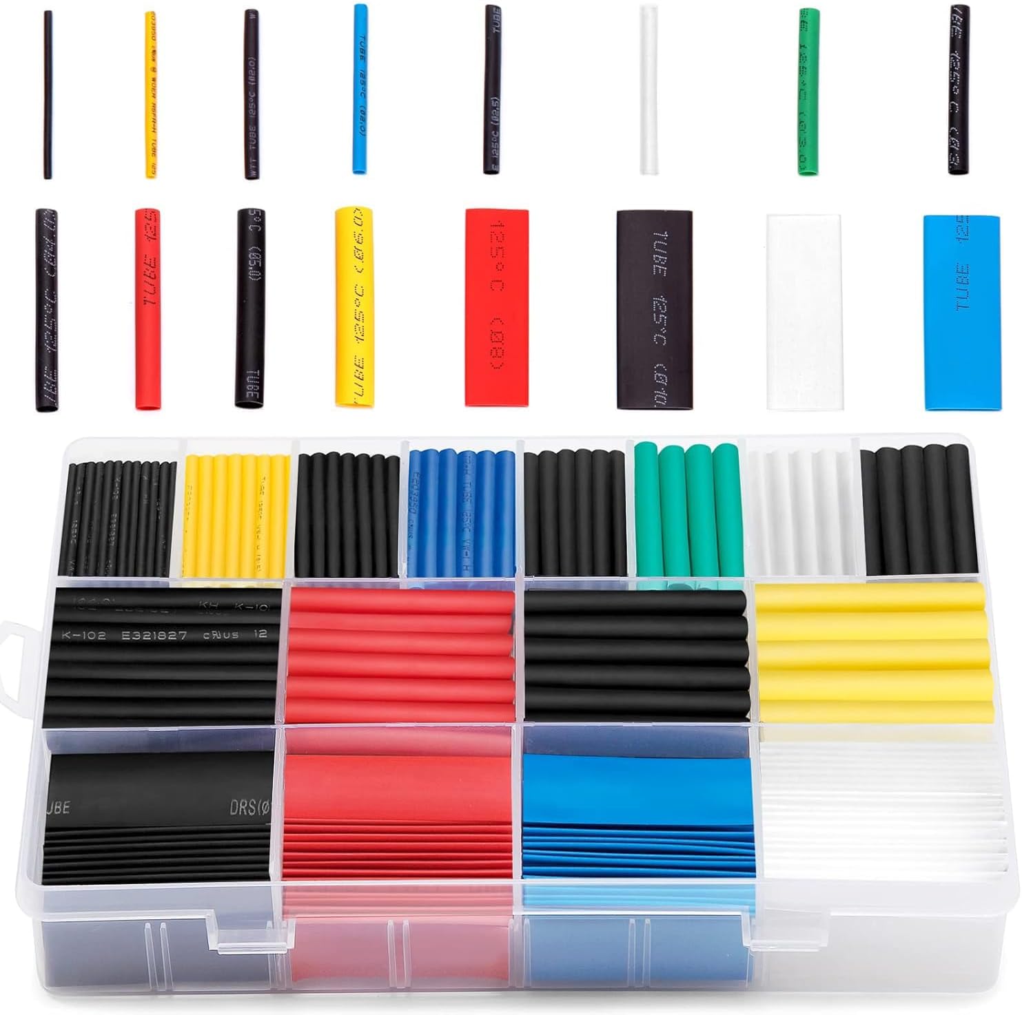 580 pcs 2:1 Heat Shrink Tube 6 Colors 11 Sizes Tubing Set Combo Assorted Sleeving Wrap Cable Wire Kit for DIY
