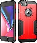 JETech Case for iPhone 8 and iPhone 7, Dual Layer Protective Cover with Shock-Absorption, Red