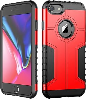 JETech Case for iPhone 8 and iPhone 7, Dual Layer Protective Cover with Shock-Absorption, Red