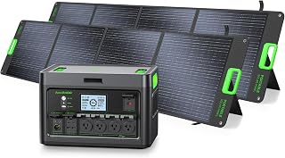 2400W Portable Power Station with 2x200W Solar Panel (Ship Separately) | LiFePO4 1843.2Wh Home Battery Backup,Solar Generator,Total 12 Outlets(2400W AC Outlets), Type-C PD100W,RV Trip,Camping