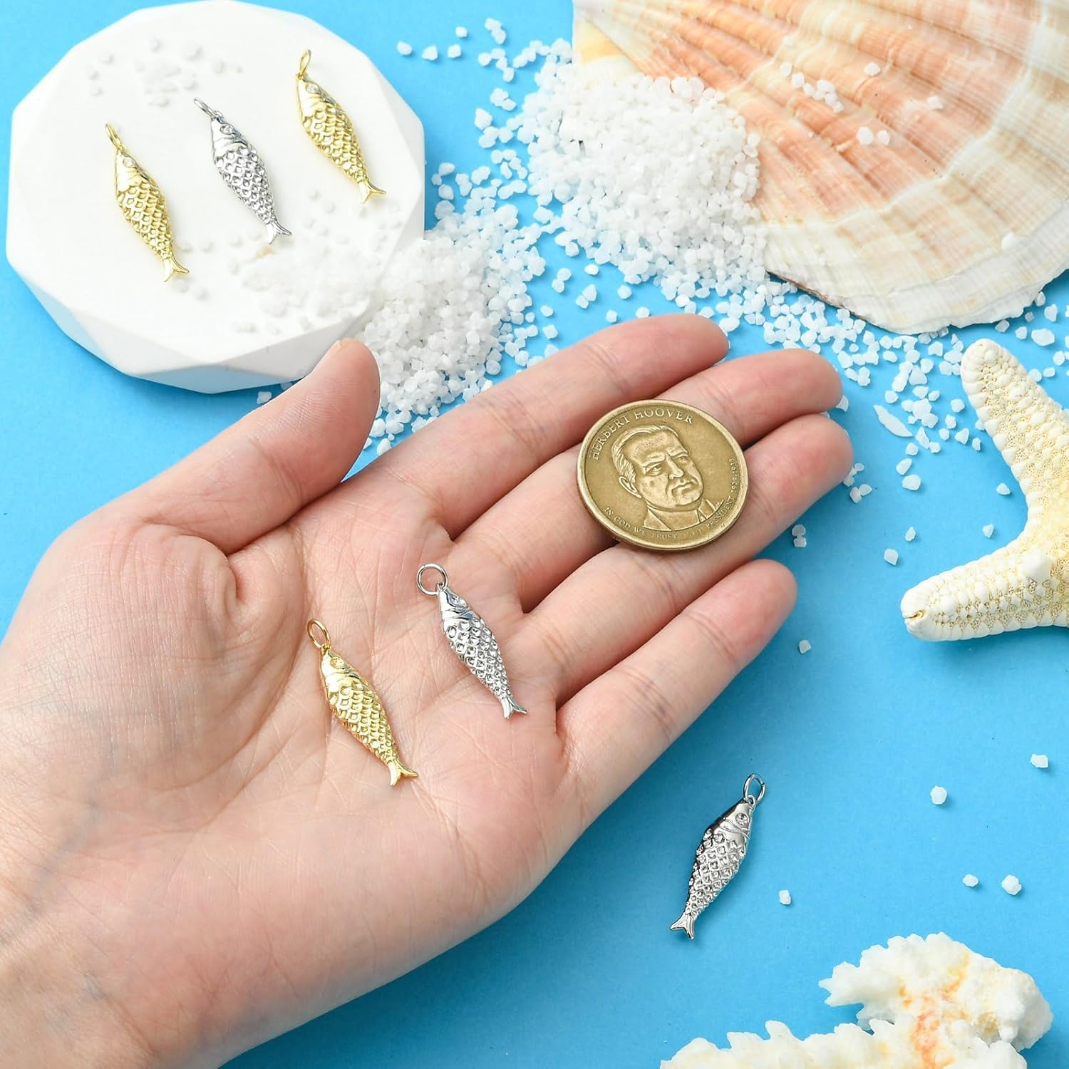 KitBeads 6pcs Gold Plated Fish Charms Brass 3D Koi Fish Charms CZ Ocean Sea Life Charms for Jewelry Making Bracelets Necklace Earrings Crafts - Image 4