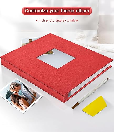 Miniatura 17 de popotop Álbum de fotos autoadhesivo con ventana de visualización de imágenes, 60 páginas, kit de suministros para álbumes de recortes para fotos