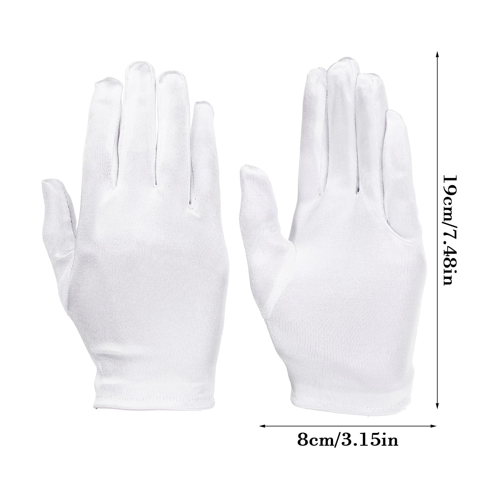 Guantes de satén blanco para niñas, guantes de vestir de princesa para vacaciones, bodas y concursos, longitud de la muñeca, S (4-14 años)