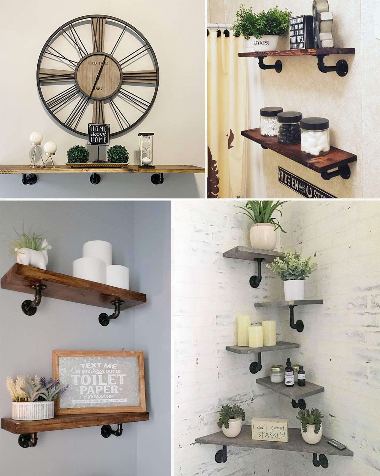 Buy LuckIn Pipe Shelf Brackets for DIY 12Inch Floating Shelves