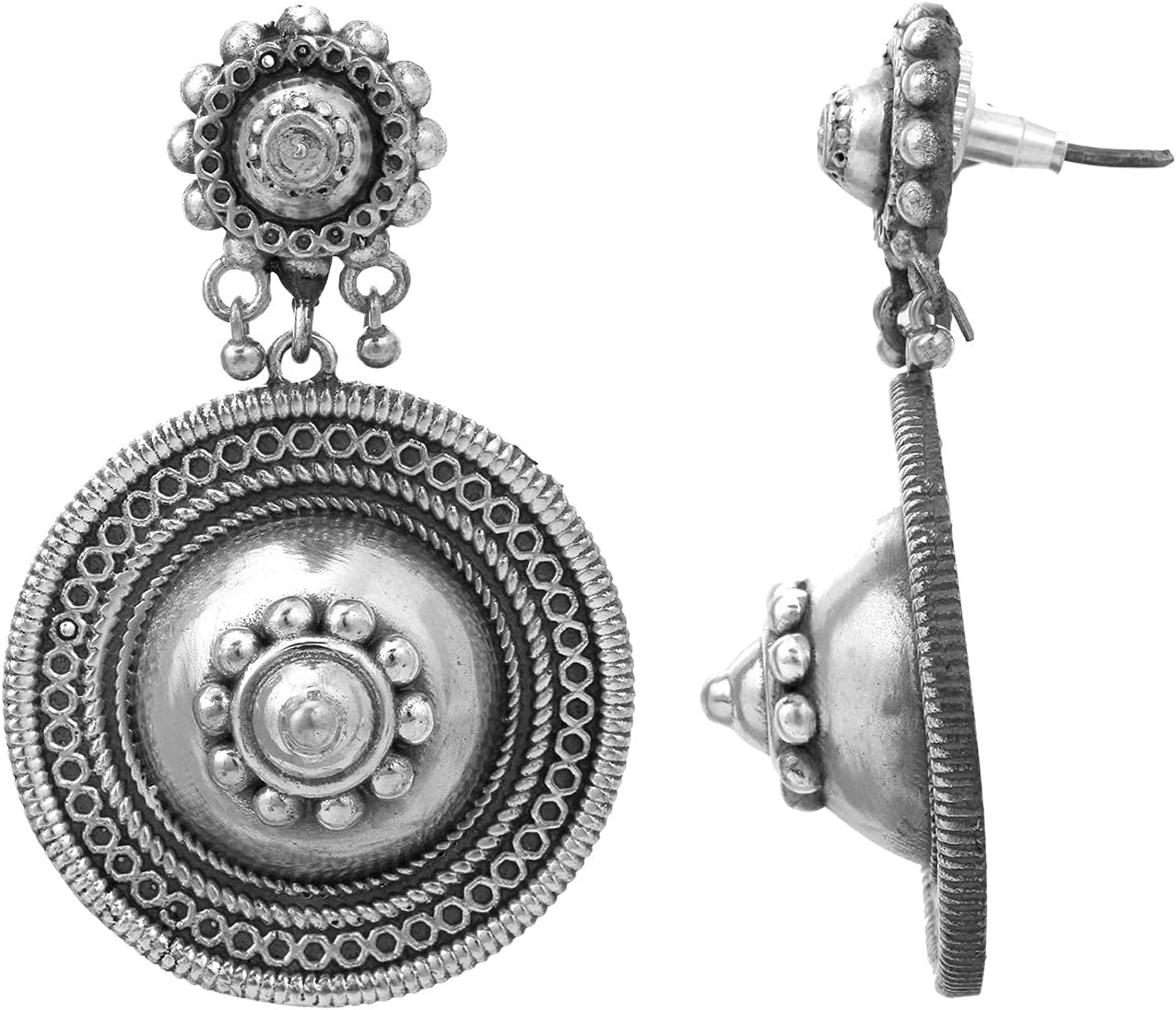 Aheli Pleasing Oxidized Dangle Earrings Indian Vintage Boho Wedding Ethnic Fashion Jewelry Gift for Women