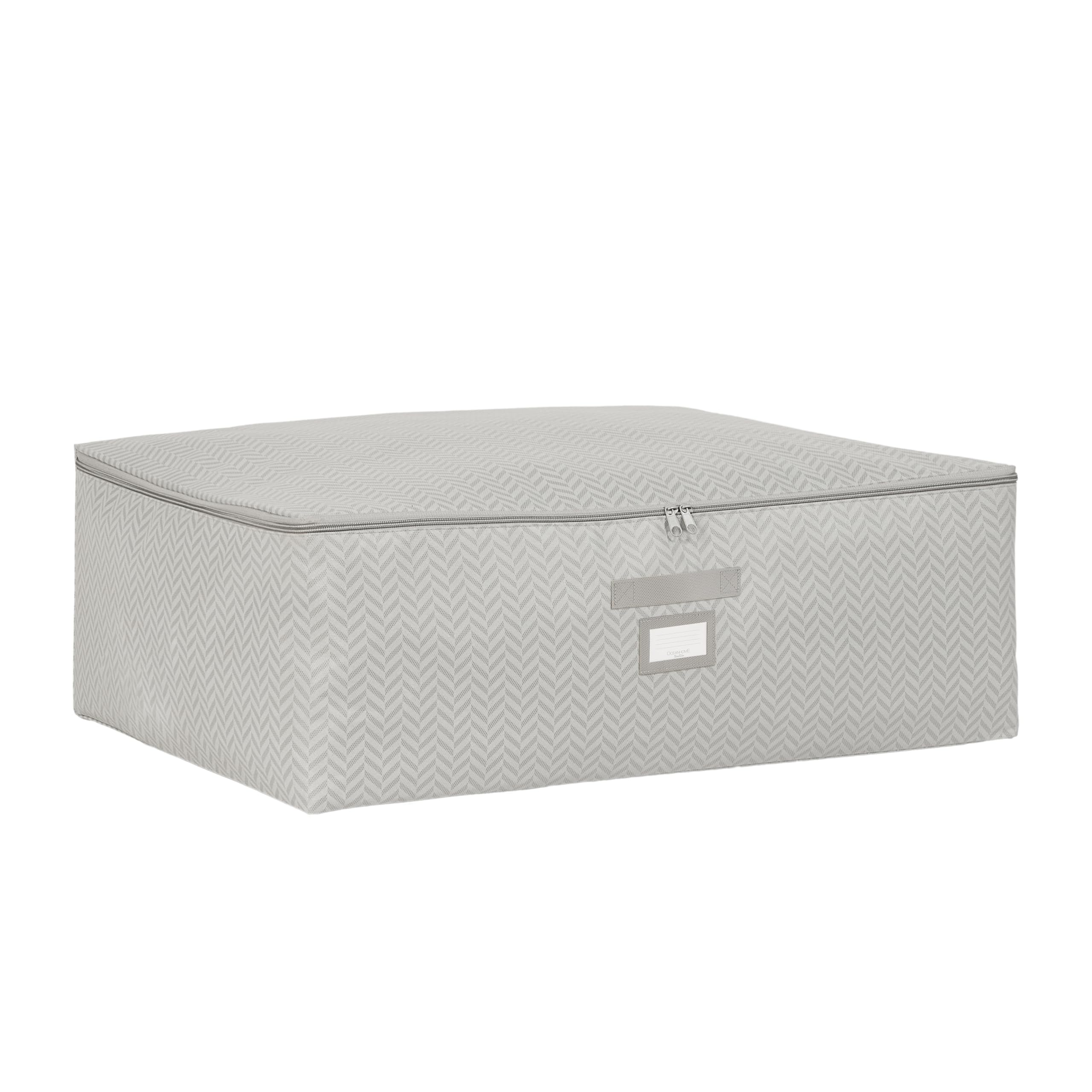 Ocean Home Textile Büyük Boy Gri Balıksırtı Baza Altı Hurç 62 x 46 x 22 cm
