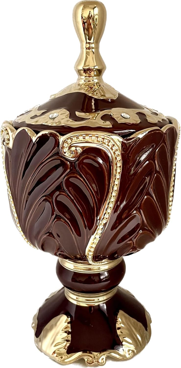 Sopera de Copa para Oya Marron con acentos dorados