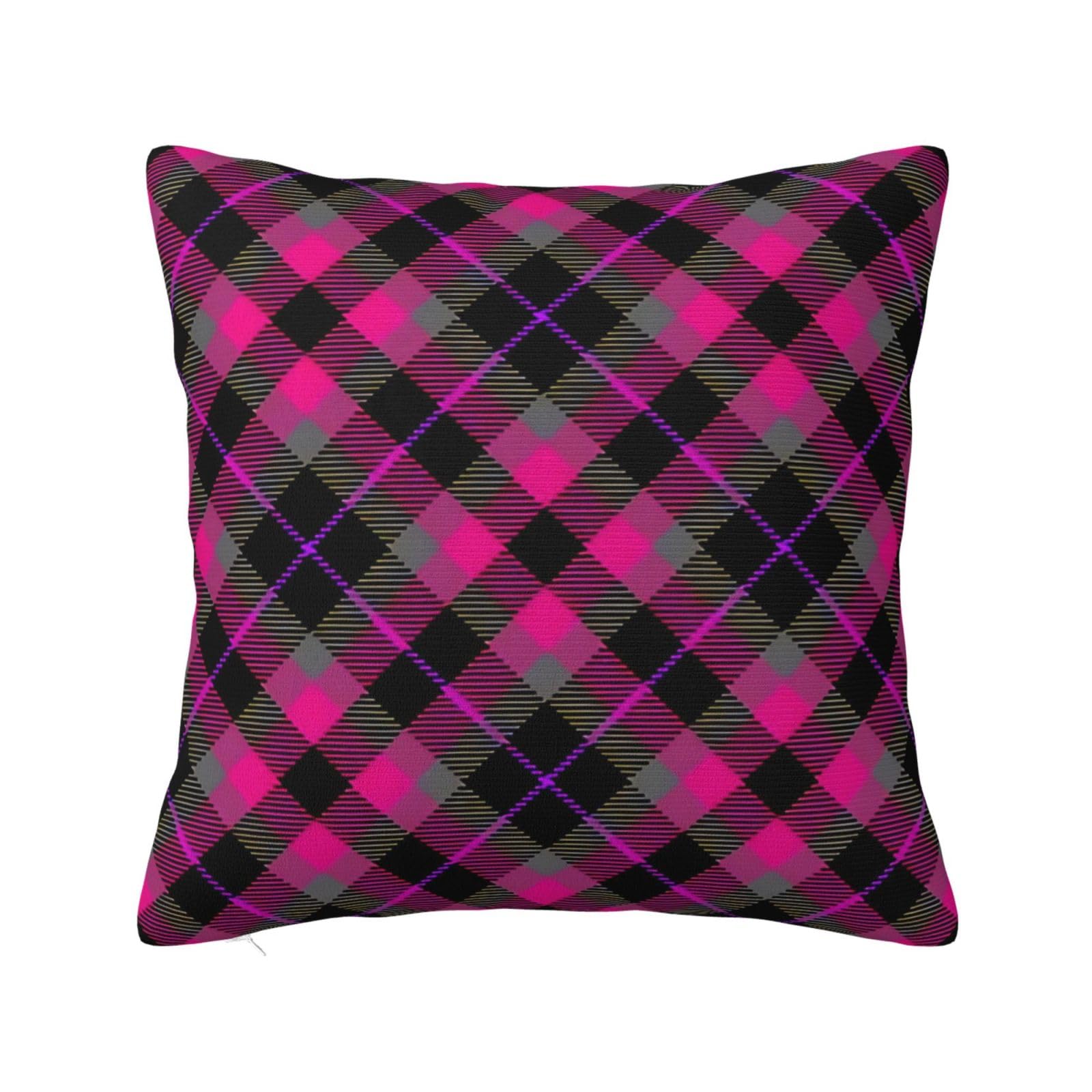 Pink Checkered Plaid Pillowcase 22"x22"