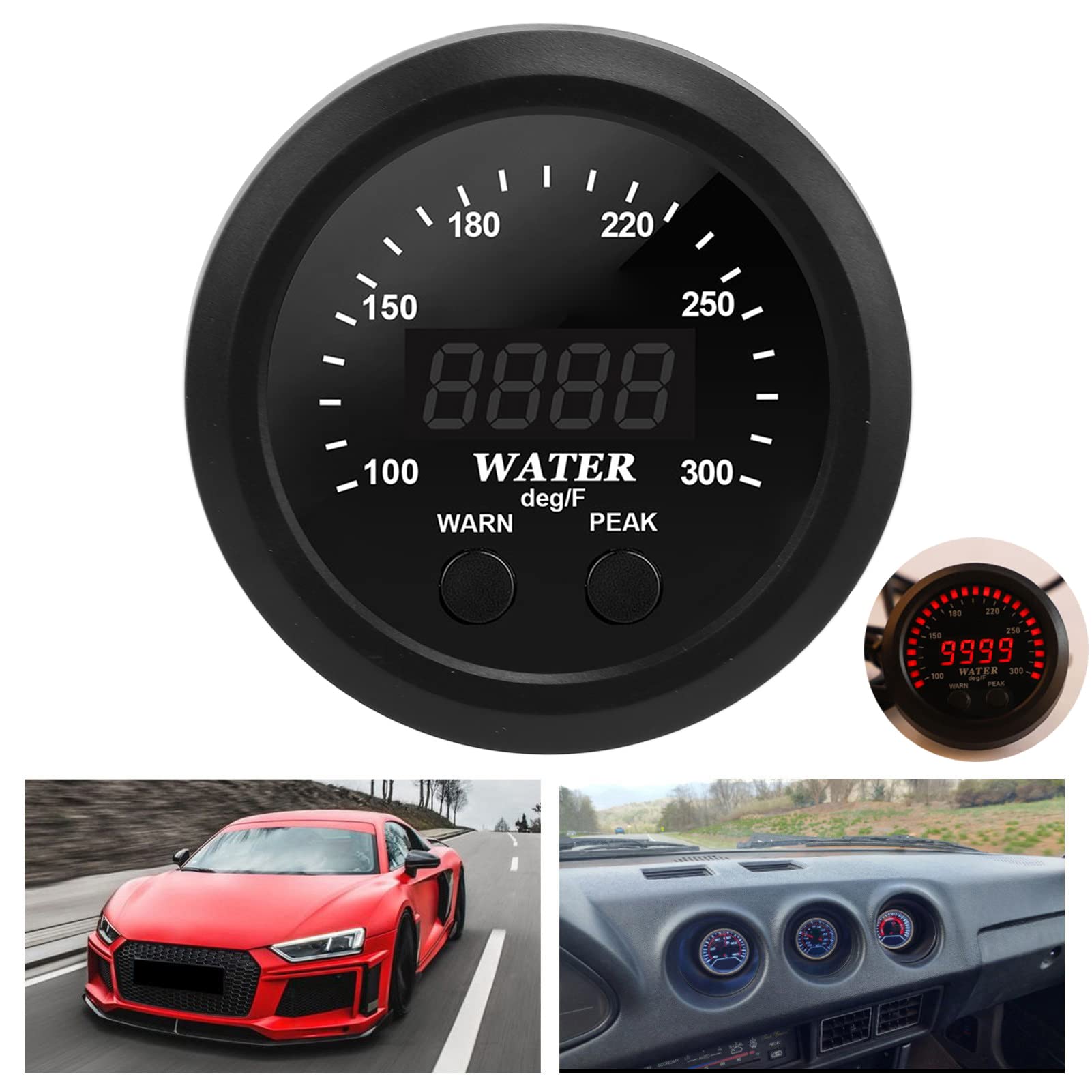 Medidor de Temperatura del Agua de 2,5 Pulgadas con Pantalla LED Roja para Monitorear la Temperatura del Refrigerante en Automóviles y Camiones