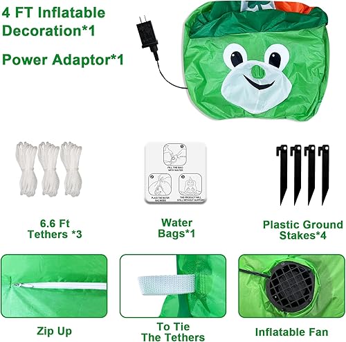 Miniatura 3 de TURNMEON Decoración inflable para el día de San Patricio de 4 pies para exteriores oso inflable con la bandera irlandesa sombrero de trébol de la