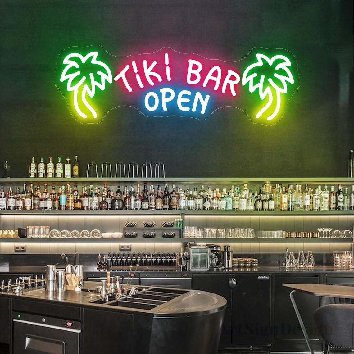 Panneau néon ouvert Tiki Bar LED Décoration pub