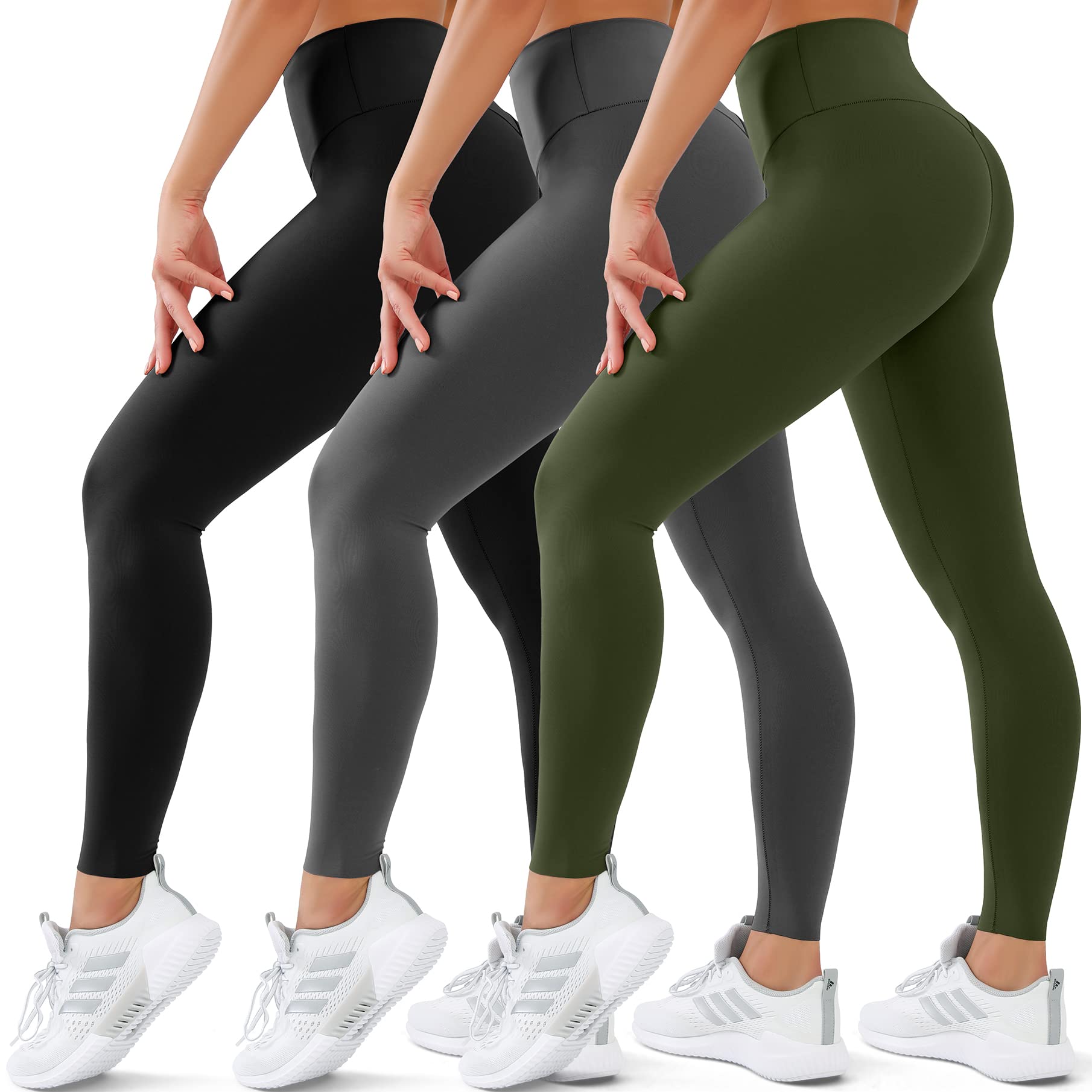 3 Pack Leggings for Women High Waisted No See-Through Tummy Control Soft Yoga Pants Womens Workout Athletic Running Leggings