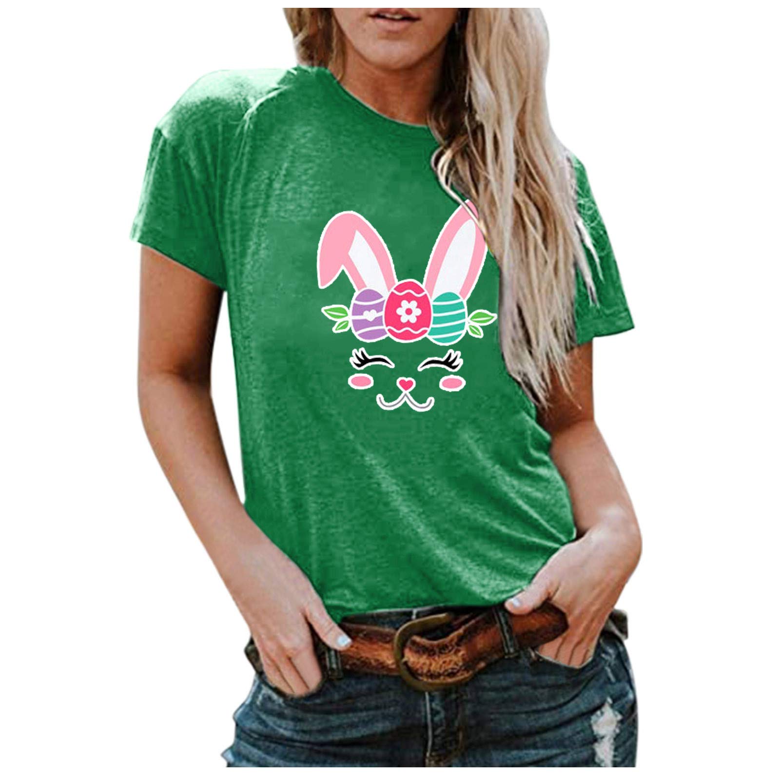 – Shirts for Women, Women's T-shirtsCrewneck Short Sleeve Basic Tops Shirt Flannel Women Elegant Loose Shirts Summer Casual Ladies Tops