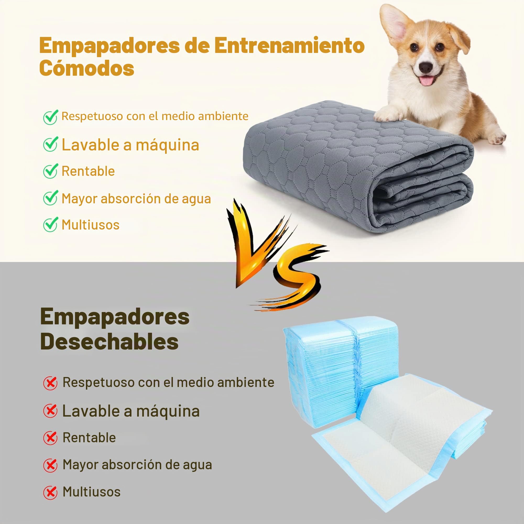 Almohadillas reutilizables para entrenamiento de perros, 2 unidades, almohadillas de entrenamiento lavables para cachorros, súper absorbentes, impermeables, almohadillas para orinar para perros