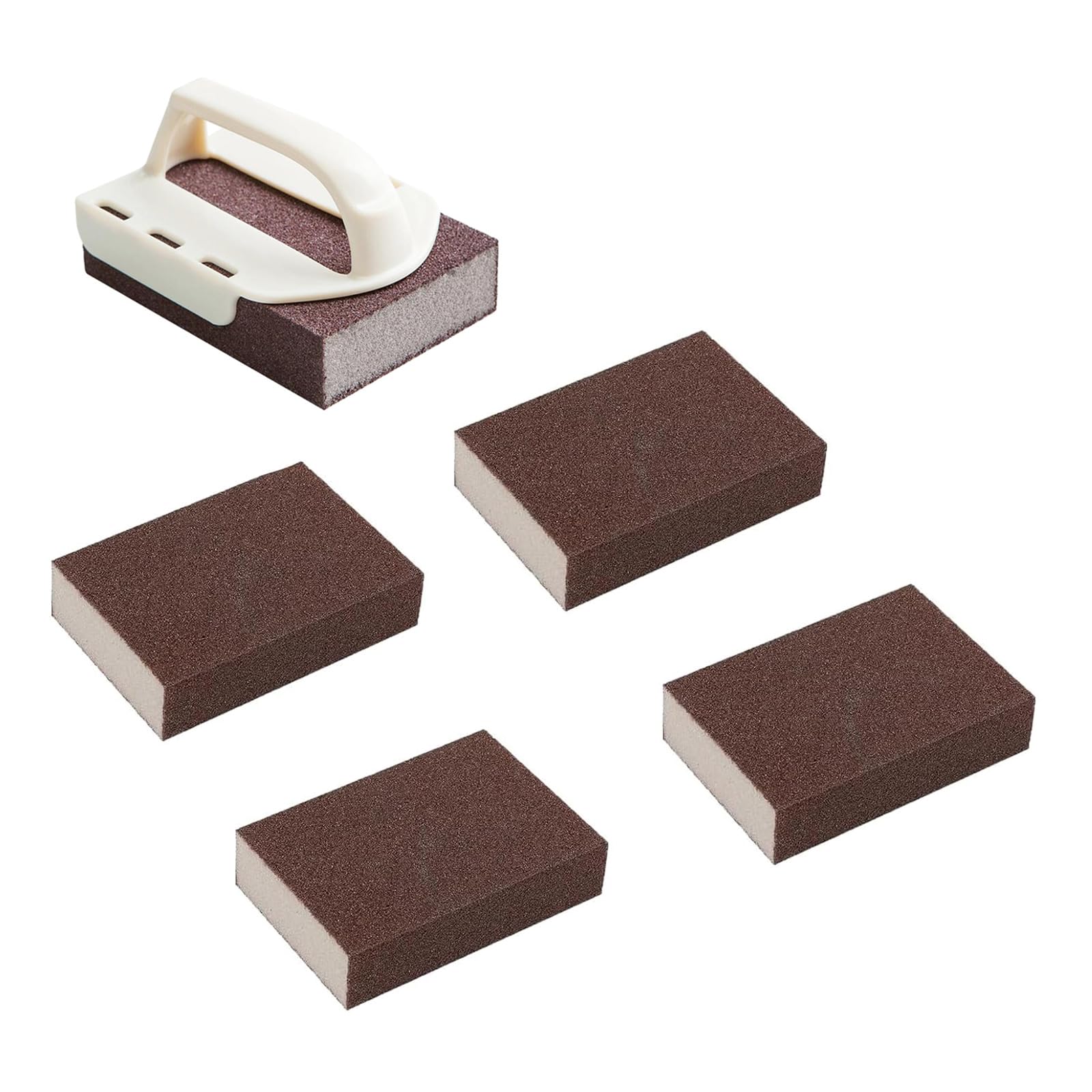 Kalttoy Replaceable Handle Scouring Sponge for Pots and Pans with Sandpaper Pad Ergonomic Grip Kitchen Scrubber Rustless Cleaner