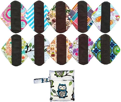 10 almohadillas menstruales lavables reutilizables de 8 pulgadas, almohadillas sanitarias