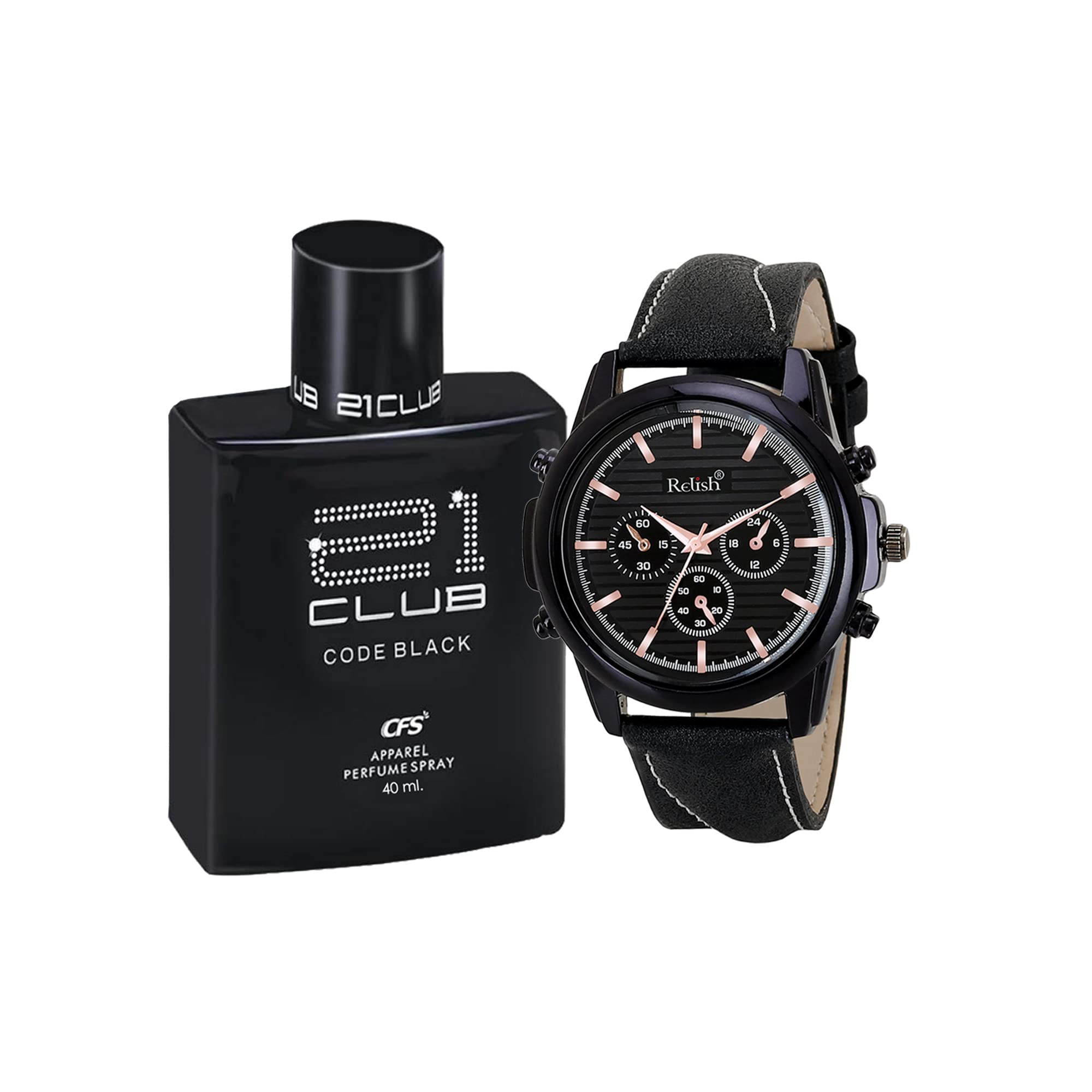 Relish Black Analog Watch Leather Strap with Perfume for Combo Pack | Best Gift for Diwali | Birthday, Anniversary, Diwali Gift for Men (B0BCYTBV7Q) Amazon Price History, Amazon Price Tracker