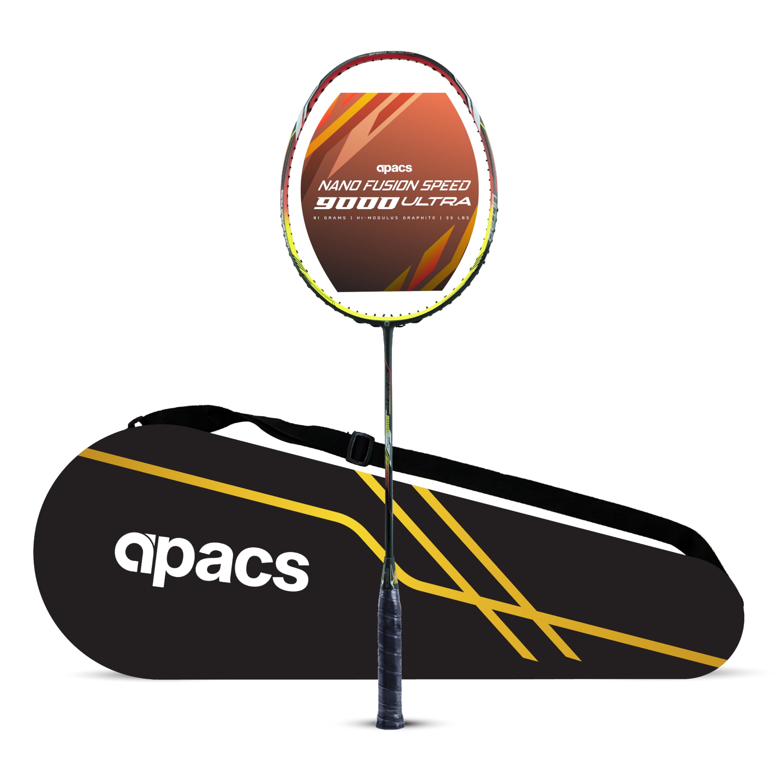 Apacs Nano Fusion Speed 9000 Ultra | 78 GMS | 33 LBS | Hi-Modulus Graphite | Made in Vietnam | Badminton Racket with Full Cover