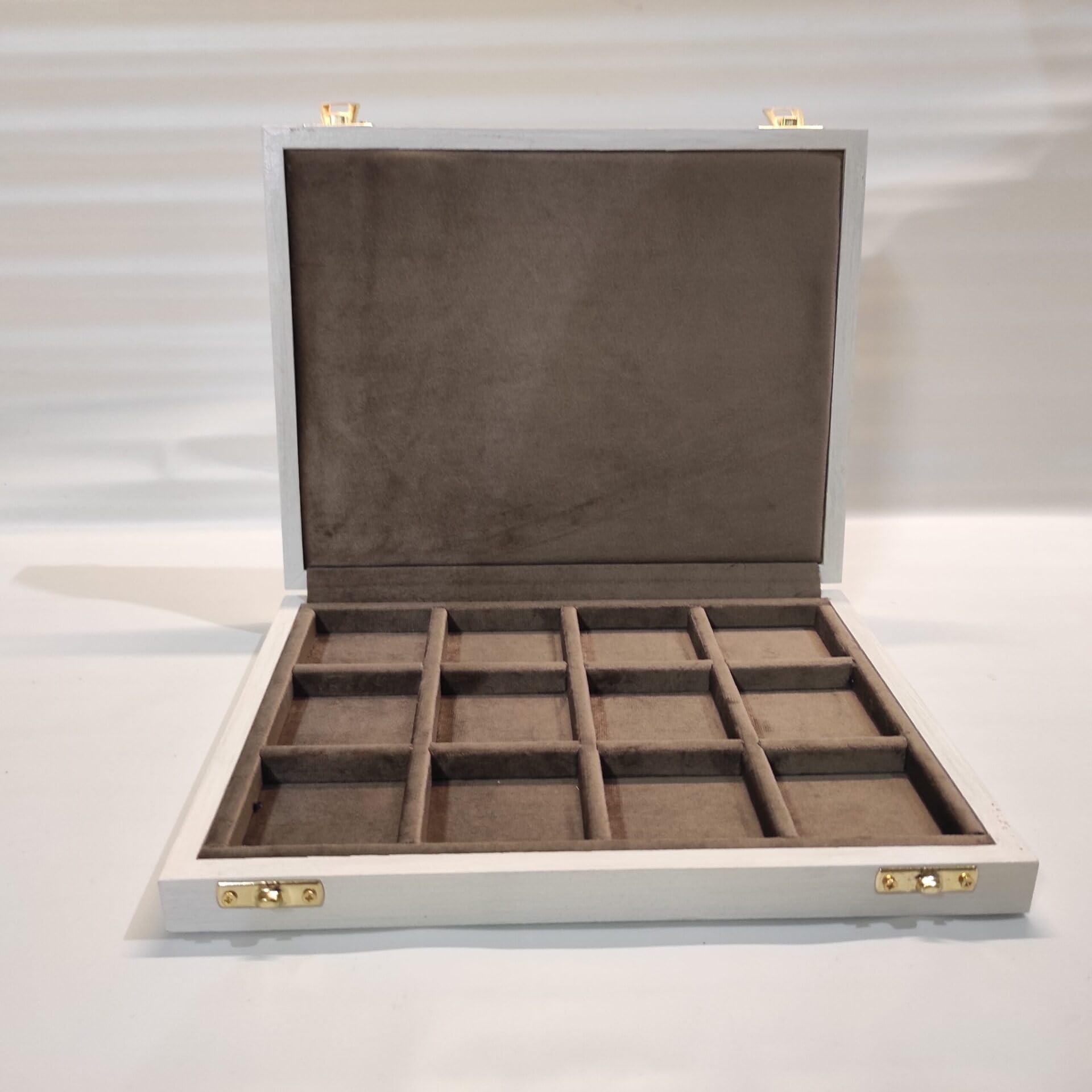 Caja de Madera Artesanal con Interior de Terciopelo para Monedas y Anillos – Estuche Expositor para Coleccionistas, Medallas y Pequeños Objetos de Colección