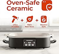 Vista 2 de Magnifique Olla de Cocción Lenta Digital de 4 Cuartos, Utensilios de Cerámica Premium para Horno, Fuente de Hornear Apta para Lavavajillas, Negro