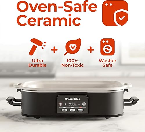 Miniatura 2 de Magnifique - Cacerola digital de 4 cuartos de galón, utensilios de cerámica prémium para horno, apto para lavavajillas, color negro