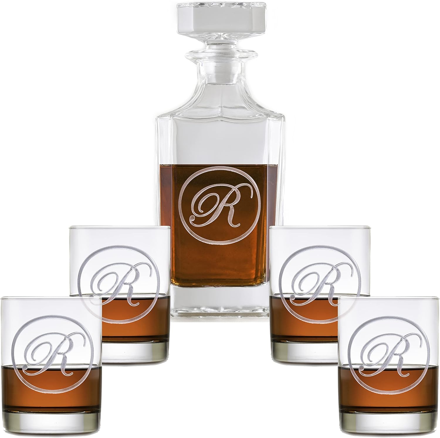 Liquor Decanter and Glasses Gift Set of 5