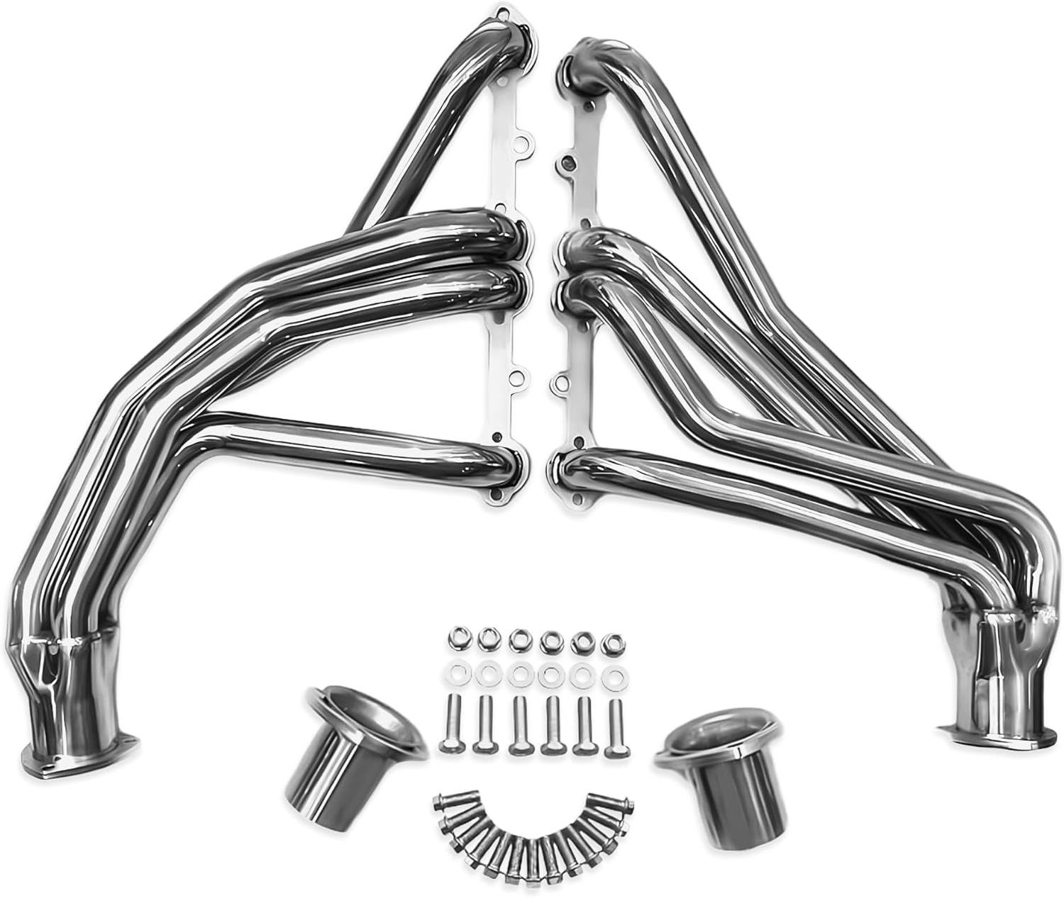 Polished Stainless Long Tube Headers for Small Block Chevy GMC 1973-1987 C10 K10 C20 K20 C30 K30 Blazer Suburban Jimmy 265 283 305 307 327 350 400 SBC Requires Header Spark Plugs Fits 2WD Lifted 4WD