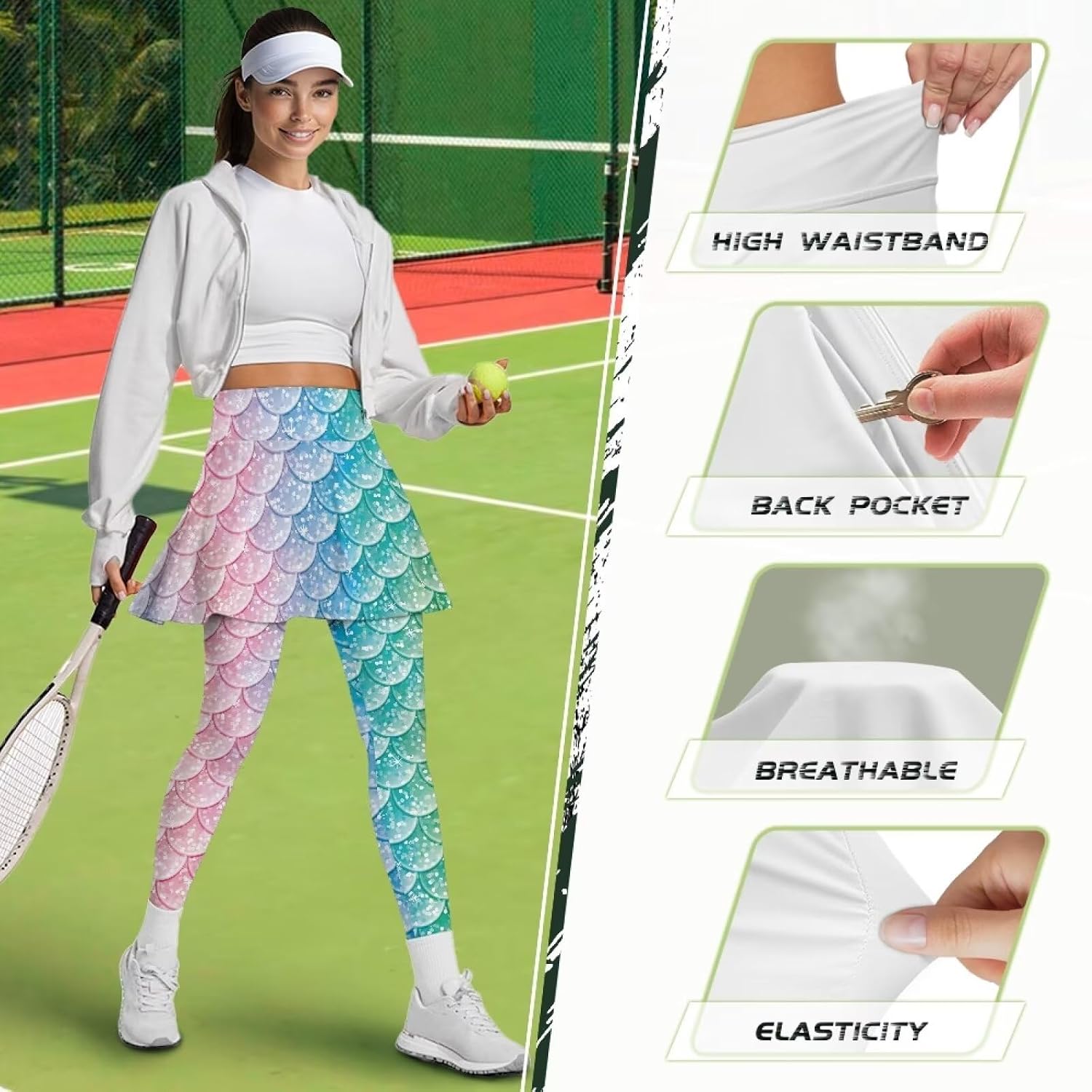 Skirted Legging for Women, Soft Yoga Legging with Skirts Stretchy Yoga Skirted for Sports Workout